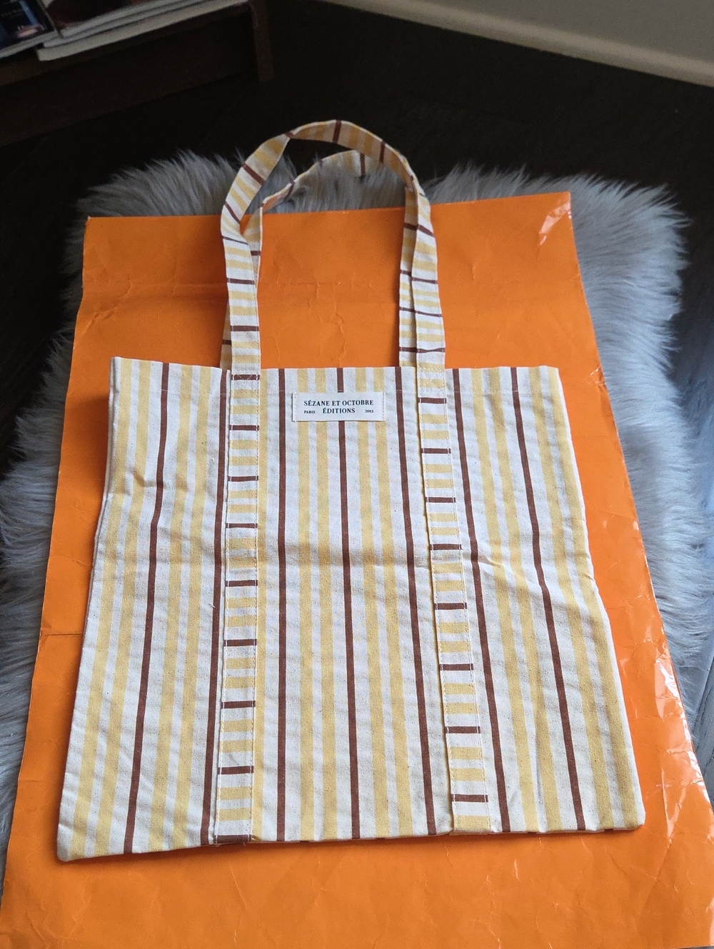 Nwot! Sezane Stripes Canvas Tote Bag